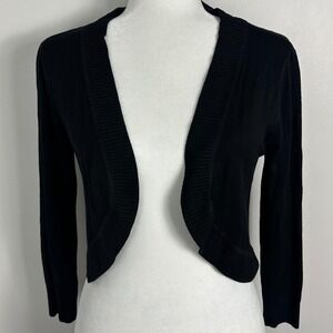 Y2K Black Knit Crop Sweater Cardigan Womens Size XL Long Sleeve‎ Layering Cover